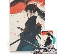 Puzzle per ragazzi da 1000 pezzi con ragazza anime con katana e ombrello, giochi rilassanti, interazione genitore-figlio, regalo di compleanno e unico 50x75cm