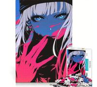 Puzzle per ragazzi da 1000 pezzi con ragazza anime dagli occhi azzurri, giochi rilassanti, interazione genitore-figlio, regalo di compleanno e unico 50x75cm