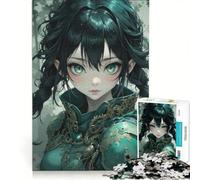 Puzzle per ragazzi da 1000 pezzi con ragazza anime dagli occhi verdi, gioco pratico, per divertimento in famiglia, ideale come regalo per tutta la famiglia 50x75cm