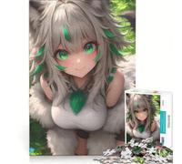 Puzzle per ragazzi da 1000 pezzi con ragazza anime dagli occhi verdi Gioco rilassante, stimola l'analisi e la logica e migliora l'amore di coppia 38x26cm
