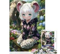 Puzzle per ragazzi da 1000 pezzi con ragazza anime dalle orecchie da elefante gioco rilassante per tutta la famiglia decorazione per la casa ideale come regalo per tutta la famiglia (38x26cm)