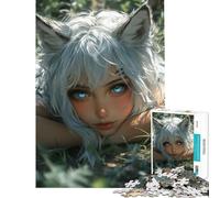 Puzzle per ragazzi da 1000 pezzi con ragazza anime dalle orecchie da lupo Attività divertenti da fare a casa migliora la memoria giochi rilassanti per ragazzi dai 14 anni in su (38x26cm)