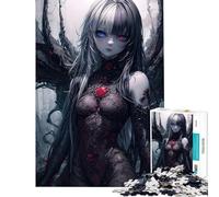 Puzzle per ragazzi da 1000 pezzi con ragazza anime dark e ali Sfida educativa per il divertimento in famiglia Giocattolo fai-da-te adatto a partire dai 14 anni (50x75cm)
