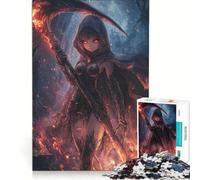 Puzzle per ragazzi da 1000 pezzi con ragazza anime dark e falce, gioco educativo, decorazione perfetta, lista dei desideri con Babbo Natale 38x52cm