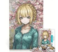 Puzzle per ragazzi da 1000 pezzi con ragazza anime e fiori di ciliegio, gioco divertente, allena la mente e la mano, adatto come decorazione da scrivania 50x75cm