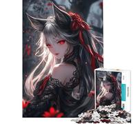 Puzzle per ragazzi da 1000 pezzi con ragazza anime e lupo in cosplay Sfida educativa per migliorare la memoria Gioco divertente per maggiori di 14 anni 50x75cm