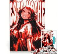 Puzzle per ragazzi da 1000 pezzi con ragazza anime e scritta "Esta Noche", gioco divertente, allena la mente e la mano, adatto come decorazione da scrivania 38x26cm