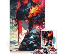 Puzzle per ragazzi da 1000 pezzi con ragazza anime e spirito volpe, gioco rilassante, analisi e logica, per migliorare l'amore tra le coppie 38x26cm
