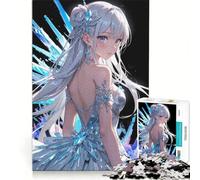 Puzzle per ragazzi da 1000 pezzi con ragazza anime in abito di cristallo, gioco rilassante, di analisi e logica, per migliorare l'amore tra le coppie 38x26cm