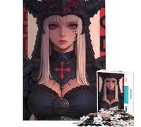 Puzzle per ragazzi da 1000 pezzi con ragazza anime in armatura dark fantasy gioco stimolante giocattolo educativo migliora la memoria regalo di Babbo Natale segreto (dimensioni 75x50cm)