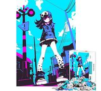 Puzzle per ragazzi da 1000 pezzi con ragazza anime in un ambiente urbano giocattolo educativo per l'apprendimento gioco per famiglie decorazione da parete regalo per donne e uomini (38x26cm)