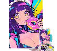 Puzzle per ragazzi da 1000 pezzi con ragazza anime kawaii e ciambella ideale per compleanno e Natale Giocattolo educativo antistress adatto a partire dai 14 anni (38x52cm)