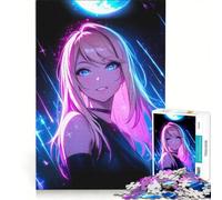 Puzzle per ragazzi da 1000 pezzi con ragazza anime luminosa, giocattolo educativo, migliora la memoria, con poster e foglio di curiosità abbinati 50x75cm