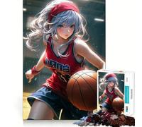 Puzzle per ragazzi da 1000 pezzi con ragazza che gioca a basket,perfetta aderenza,gioco cognitivo,regalo,gioco lento,regalo di Natale (50x75cm)