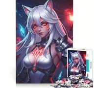 Puzzle per ragazzi da 1000 pezzi con ragazza lupo anime con segni rossi, decorazione da parete, per divertimento in famiglia, regalo di compleanno, regalo di viaggio 50x75cm