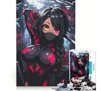 Puzzle per ragazzi da 1000 pezzi con ragazza ninja anime dagli occhi eterocromi, gioco divertente, allena la mente e la mano, adatto come decorazione da scrivania 50x75cm