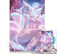 Puzzle per ragazzi da 1000 pezzi con ragazza volpe anime in un ambiente con fiori di ciliegio, gioco rilassante, analisi e logica, per migliorare l'amore tra le coppie 50x75cm