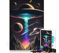 Puzzle per ragazzi da 1000 pezzi con raggio UFO, paesaggio spaziale, pezzi a incastro, logica, divertimento, gioco tranquillo, compleanno, arte (38x26cm)