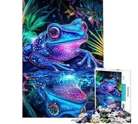 Puzzle per ragazzi da 1000 pezzi con rana al neon e riflessi Divertimento a casa attività per passare il tempo in casa giochi divertenti per ragazzi dai 14 anni in su (38x52cm)