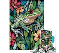 Puzzle per ragazzi da 1000 pezzi con rana in vetro colorato rompicapo per adulti gioco stimolante per la memoria riduce lo stress e migliora la concentrazione (dimensioni 38x26cm)