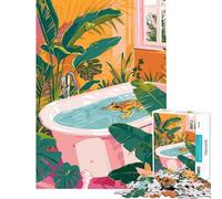 Puzzle per ragazzi da 1000 pezzi con rana nella vasca da bagno e illustrazione della giungla ideale per compleanni e Natale Decorazione perfetta Gioco interattivo per ragazzi dai 14 anni in su
