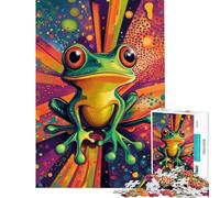 Puzzle per ragazzi da 1000 pezzi con rana psichedelica Gioco rompicapo per adulti stimola la memoria riduce lo stress e migliora la memoria (dimensioni 38x52cm)