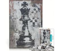 Puzzle per ragazzi da 1000 pezzi con re degli scacchi e graffiti su muro di mattoni, gioco per famiglie, attività divertenti da fare a casa, per rafforzare l'amore tra le coppie 50x75cm