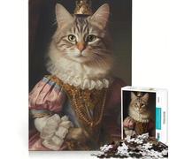 Puzzle per ragazzi da 1000 pezzi con regina medievale e gatto decorazione antistress difficile adatto per la decorazione della scrivania 38x52cm
