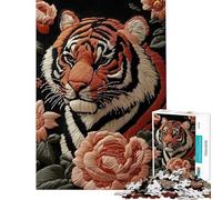 Puzzle per ragazzi da 1000 pezzi con ricamo di una tigre taglio di precisione difficile e stimolante gioco per famiglie 38x26cm