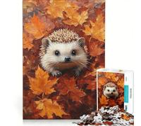 Puzzle per ragazzi da 1000 pezzi con riccio tra foglie autunnali gioco educativo migliora la memoria regalo di compleanno regalo 50x75cm
