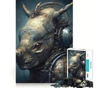 Puzzle per ragazzi da 1000 pezzi con rinoceronte biomeccanico,pezzi ben definiti,gioco intelligente,regalo,gioco per il tempo libero,scena natalizia (38x52cm)