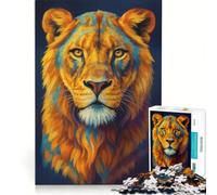 Puzzle per ragazzi da 1000 pezzi con ritratto astratto e colorato di leonessa, gioco pratico per il divertimento in famiglia, ideale come regalo per tutta la famiglia 38x26cm