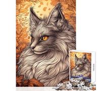Puzzle per ragazzi da 1000 pezzi con ritratto autunnale di un gatto Maine Coon gioco interattivo un'opera d'arte giocattolo educativo regalo di Natale o compleanno (50x75cm)