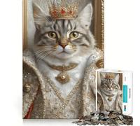Puzzle per ragazzi da 1000 pezzi con ritratto del Re Gatto del Bengala,pezzi ben definiti,gioco intelligente,regalo,gioco per il tempo libero,scena natalizia (38x26cm)