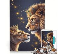 Puzzle per ragazzi da 1000 pezzi con ritratto del Re Leone e della Regina gioco rilassante antistress regalo di compleanno o per occasioni speciali 50x75cm