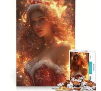 Puzzle per ragazzi da 1000 pezzi con ritratto della Regina di Natale infuocata, gioco educativo, decorazione perfetta, lista dei desideri con Babbo Natale 38x26cm
