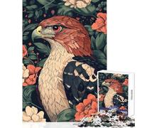 Puzzle per ragazzi da 1000 pezzi con ritratto di aquila su sfondo floreale Puzzle educativo da 1000 pezzi regalo perfetto per il Secret Santa (38x26cm)