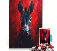 Puzzle per ragazzi da 1000 pezzi con ritratto di asino rosso, gioco interattivo, difficile e stimolante, cerca un gioco impegnativo 38x52cm