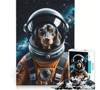 Puzzle per ragazzi da 1000 pezzi con ritratto di bassotto astronauta, gioco pratico per il divertimento in famiglia, ideale come regalo per tutta la famiglia 38x26cm