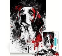 Puzzle per ragazzi da 1000 pezzi con ritratto di beagle,pezzi ben definiti,gioco intelligente,regalo,gioco per il tempo libero,scena natalizia (50x75cm)