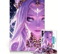 Puzzle per ragazzi da 1000 pezzi con ritratto di bellezza celeste color lavanda,gioco di incastri precisi,gioco cognitivo,giocattolo divertente e facile da usare,regalo di Natale (50x75cm)