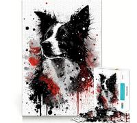 Puzzle per ragazzi da 1000 pezzi con ritratto di Border Collie,grafica di alta qualità,gioco che stimola la concentrazione,ideale per il tempo libero,regalo di Natale 38x52cm