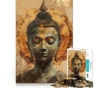 Puzzle per ragazzi da 1000 pezzi con ritratto di Buddha e mandala dorato,taglio preciso,divertimento,risoluzione di problemi,relax,divertimento,esposizione artistica natalizia (38x26cm)