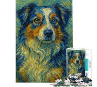 Puzzle per ragazzi da 1000 pezzi con ritratto di cane in stile Van Gogh Puzzle di precisione per ragazzi difficile e stimolante rompicapo per tutta la famiglia 38x52cm