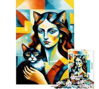 Puzzle per ragazzi da 1000 pezzi con ritratto di Catwoman e gatto Gioco antistress e rompicapo per ragazzi dai 14 anni in su (38x52cm)