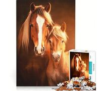 Puzzle per ragazzi da 1000 pezzi con ritratto di cavalli madre e puledro gioco impossibile divertente antistress ideale come regalo 38x26cm