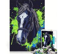 Puzzle per ragazzi da 1000 pezzi con ritratto di cavallo e schizzi gioco educativo migliora la memoria regalo di compleanno regalo 38x26cm