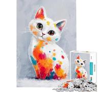 Puzzle per ragazzi da 1000 pezzi con ritratto di gattino colorato ideale per compleanni e Natale Giocattolo per rafforzare i ricordi decorazione da parete Adatto a persone dai 14 anni in su (38x52cm)