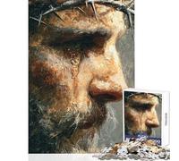 Puzzle per ragazzi da 1000 pezzi con ritratto di Gesù Cristo con corona di spine gioco interattivo adatto alle coppie giocattolo decorativo per la casa compleanno e Natale (38x52cm)