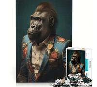 Puzzle per ragazzi da 1000 pezzi con ritratto di gorilla giochi per famiglie decorazione perfetta collezione d'artista belle arti 38x26cm